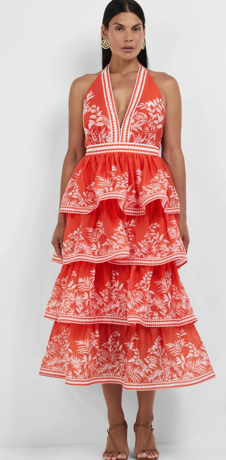 Sheike- Ravello Palm Dress- Red- Size 16
