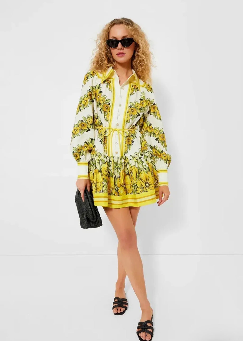 ALÉMAIS – Gisela Mini Floral Linen Shirt Dress – Size 12