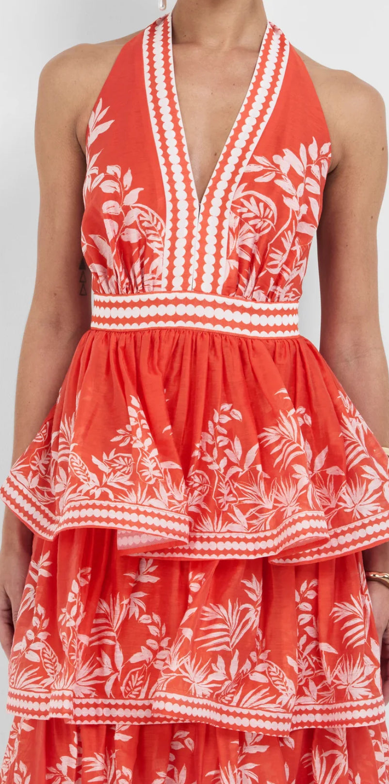 Sheike- Ravello Palm Dress- Red- Size 16 – The Hire Edit