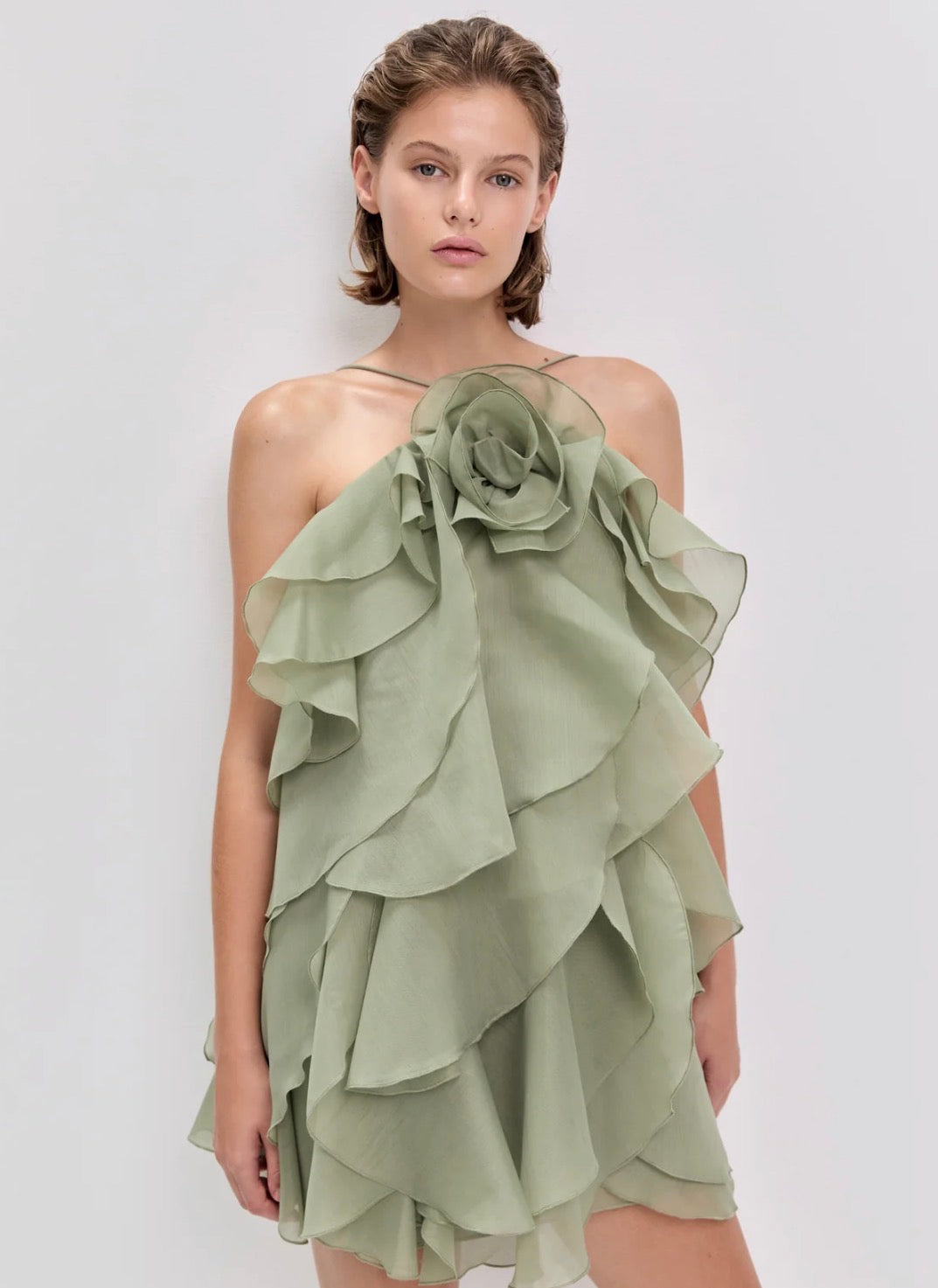 AJE- Pandorea Layered Mini Dress- Moss- Size 10