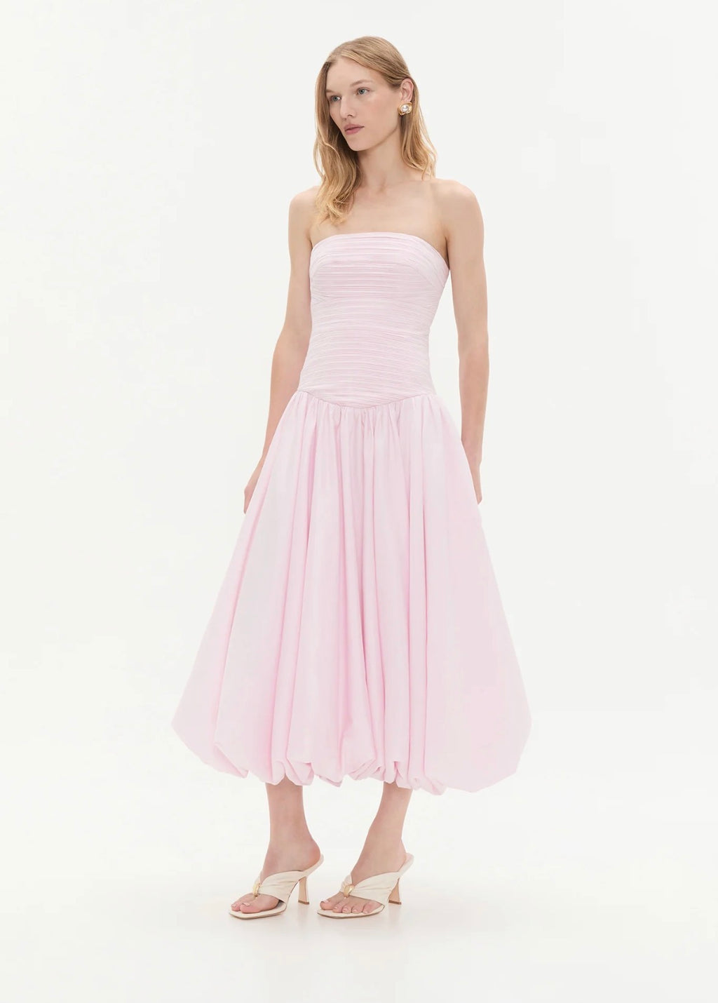 AJE– Violette Bubble Midi Dress- Pastel Pink- Size 10
