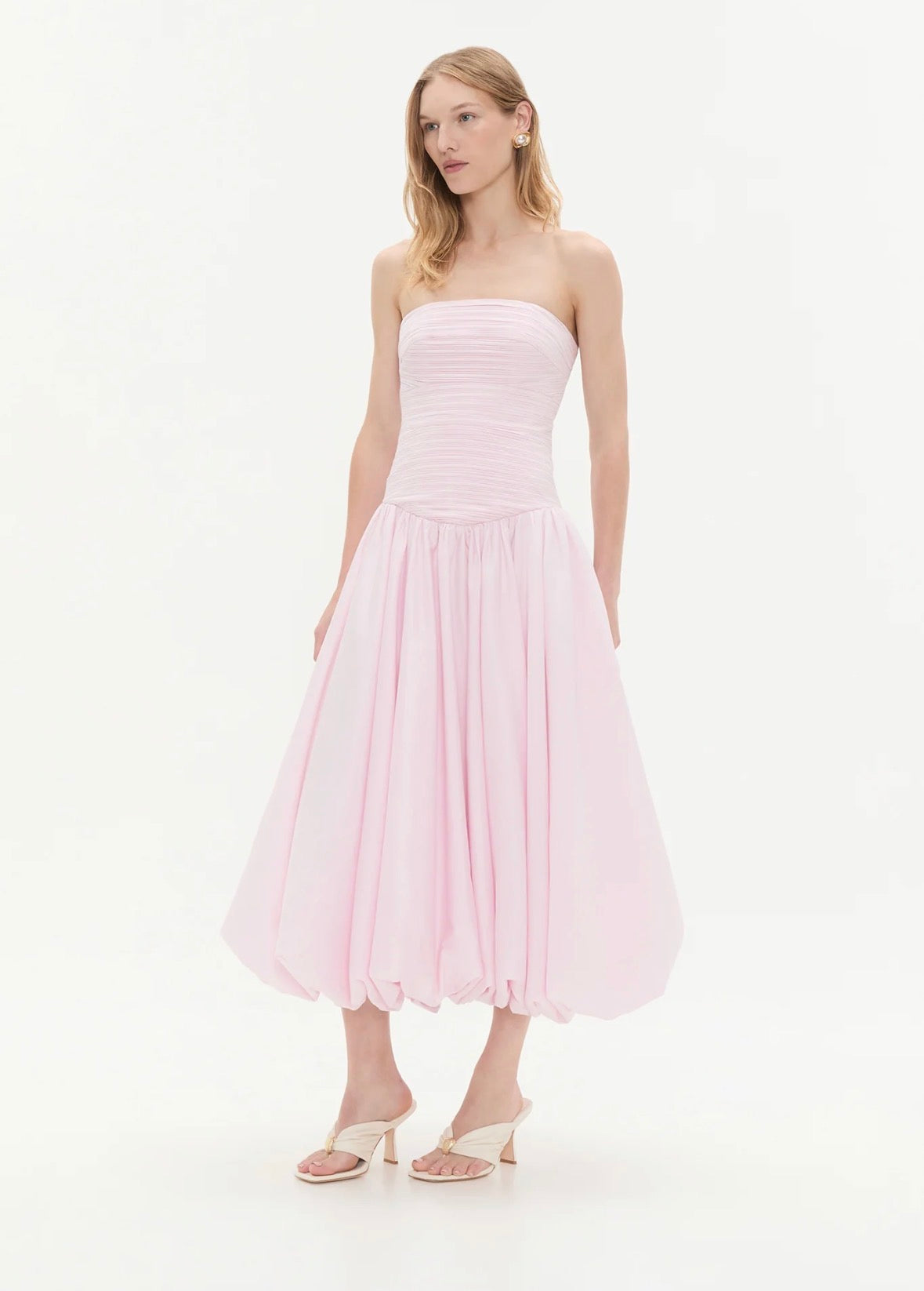 AJE– Violette Bubble Midi Dress- Pastel Pink- Size 10
