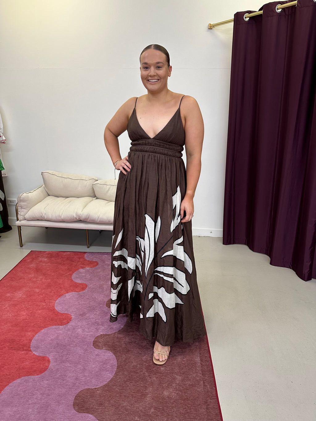 AJE - Planetary Maxi Dress- Brown- Size 12 & 16