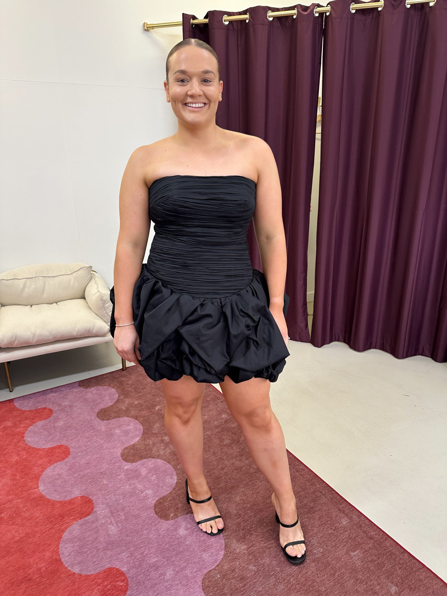 AJE- Violette Bubble Hem Mini Dress- Black- Size 14