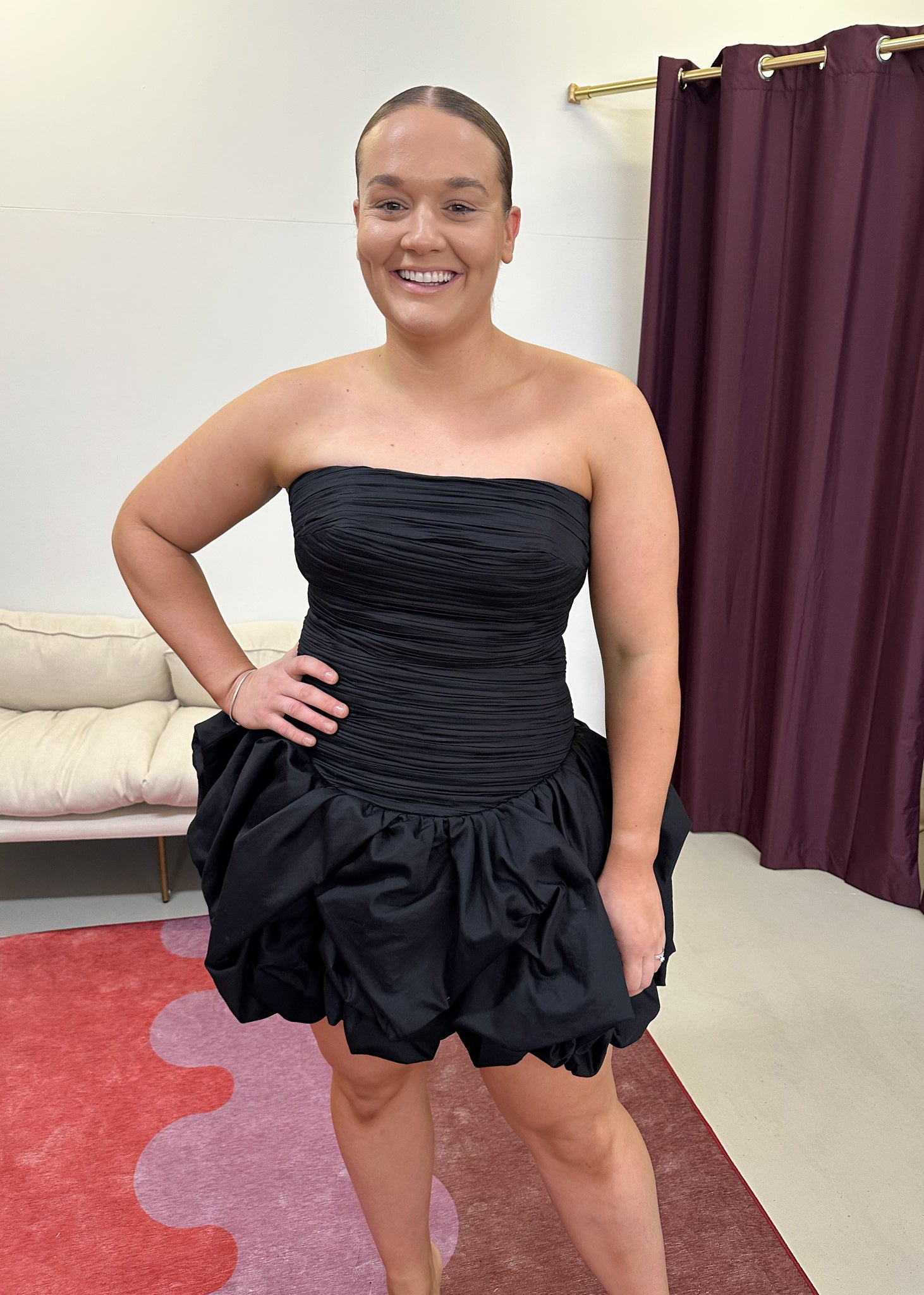 AJE- Violette Bubble Hem Mini Dress- Black- Size 14