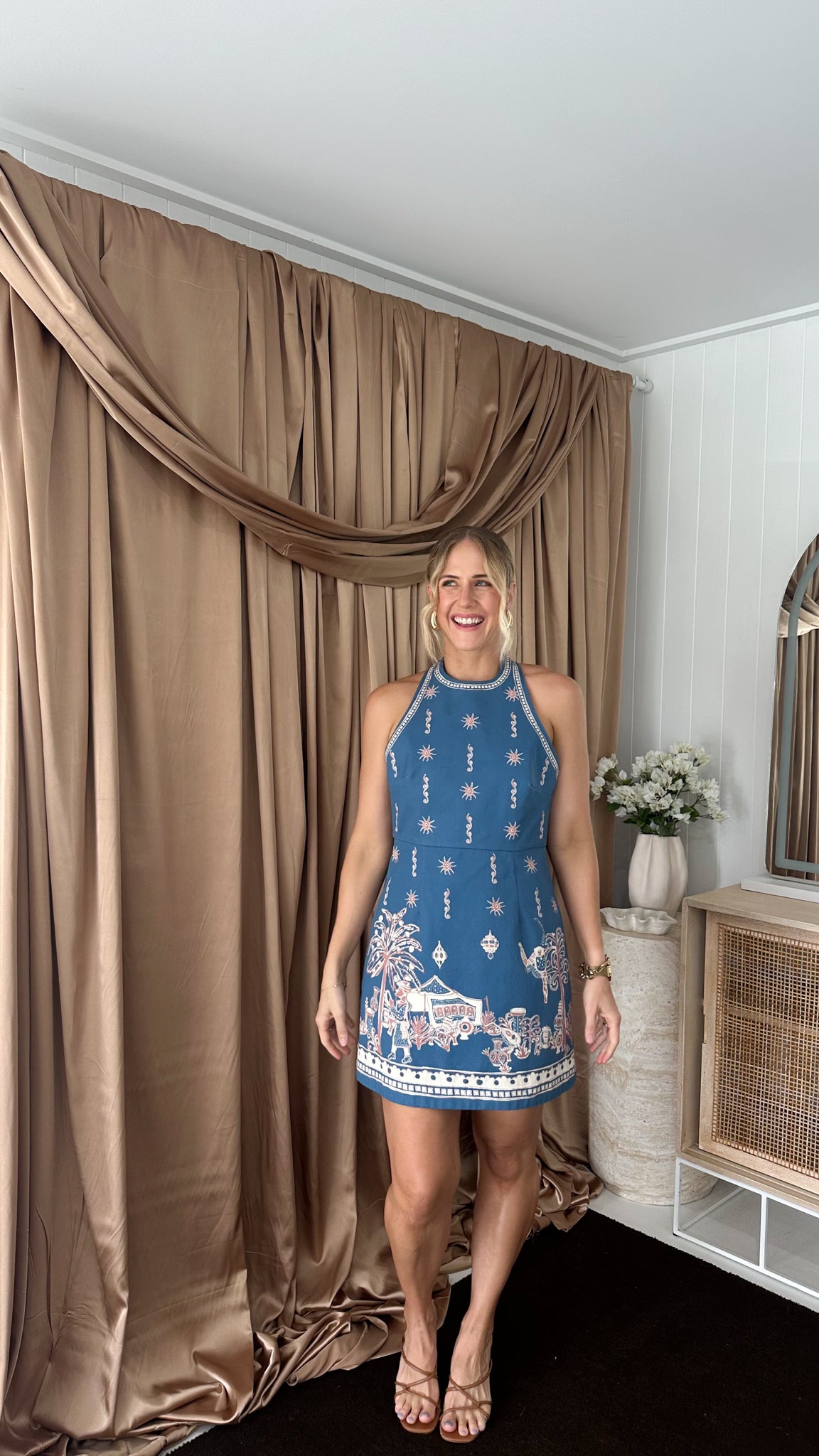 ALEMAIS- Acacia Mini Dress- Blue- Size 10