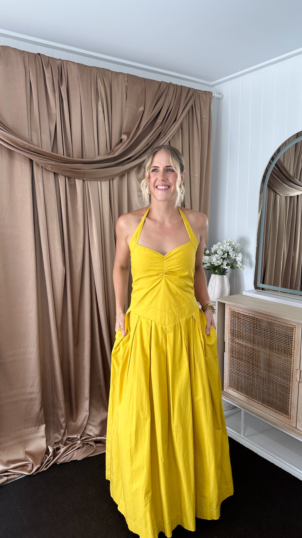 SWF- Mustard Yellow Maxi Dress- Size Small