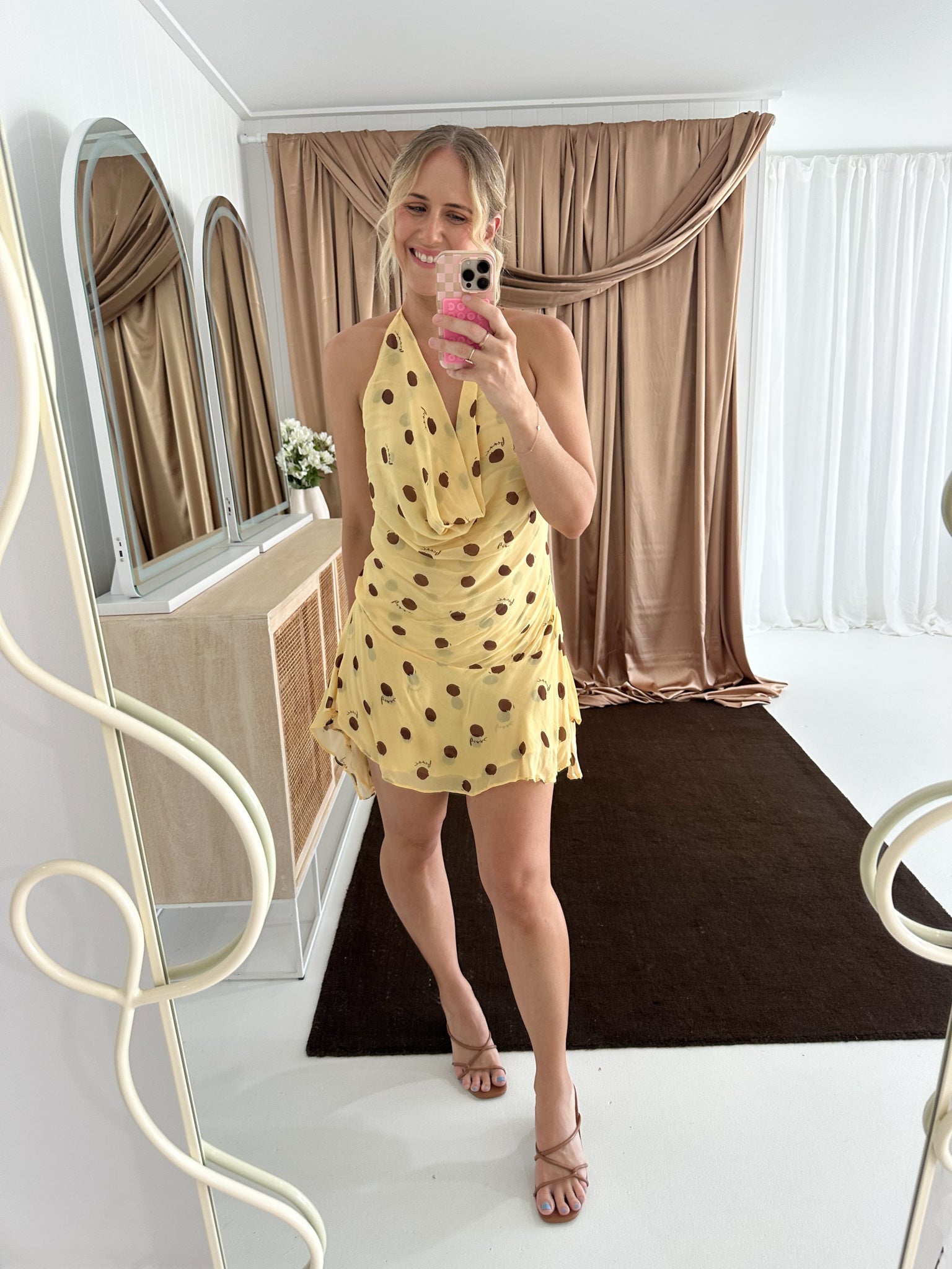 benni yellow dress Benni Dress- Harlow Dress- Butter Spot- Size 12 – The Hire Edit