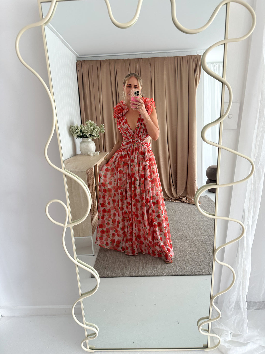 Anne Louise Boutique- Clementine Floral Maxi Dress- Orange- Size 14