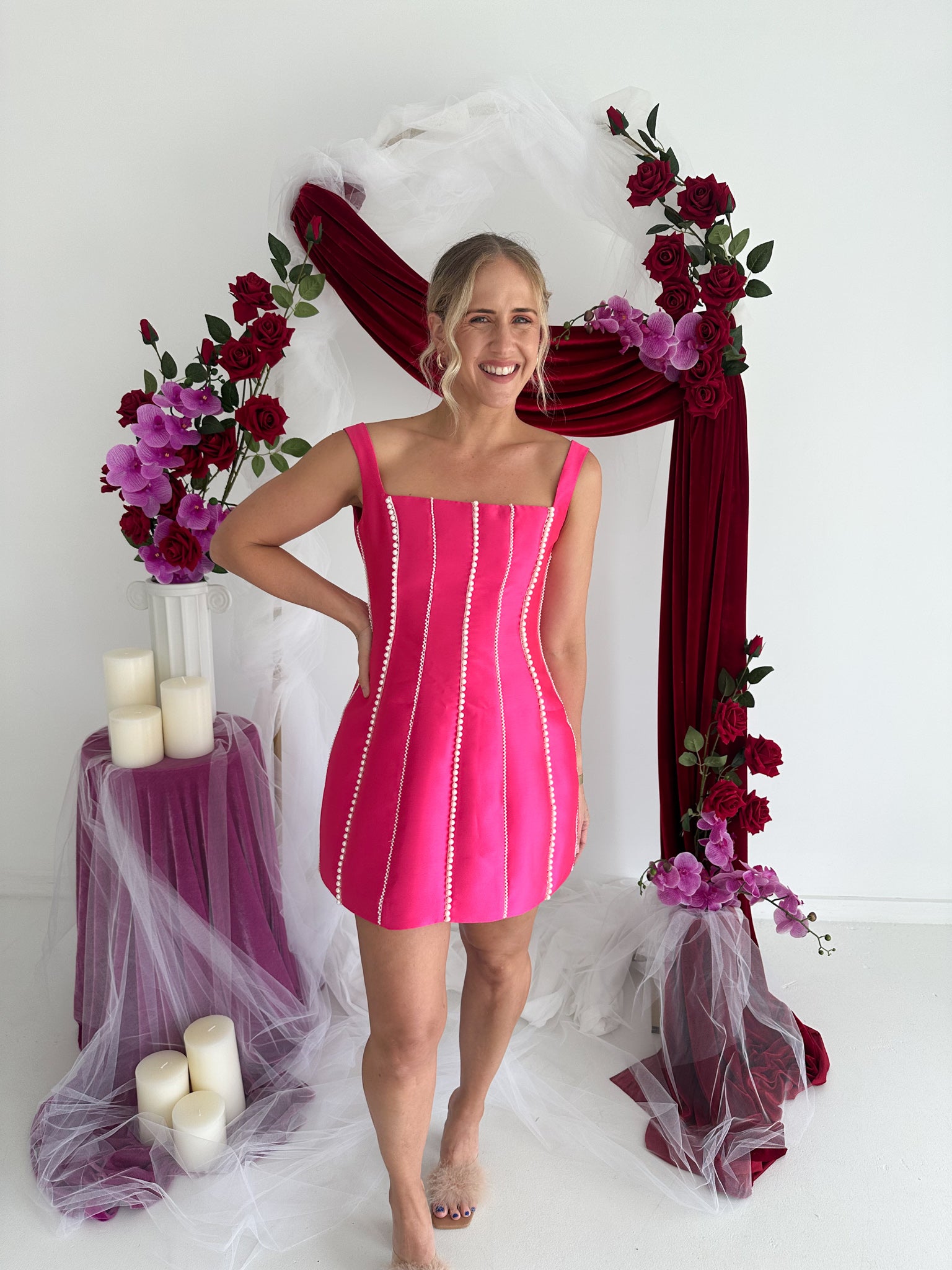 Eliya The Label- Tahiti Mini Dress- Magenta Pink- Size Small