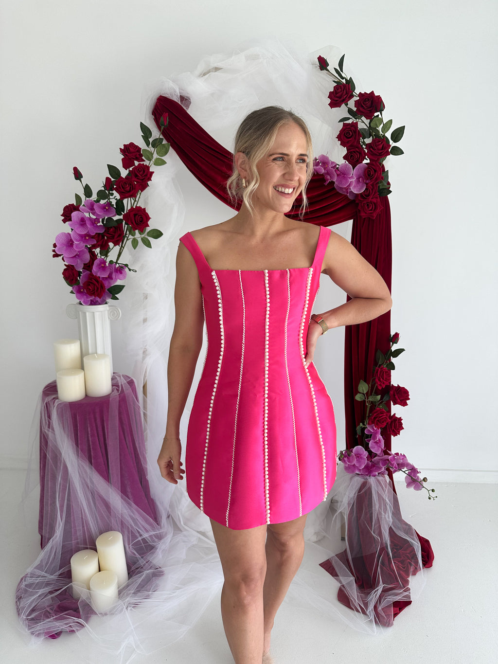 Eliya The Label- Tahiti Mini Dress- Magenta Pink- Size Small