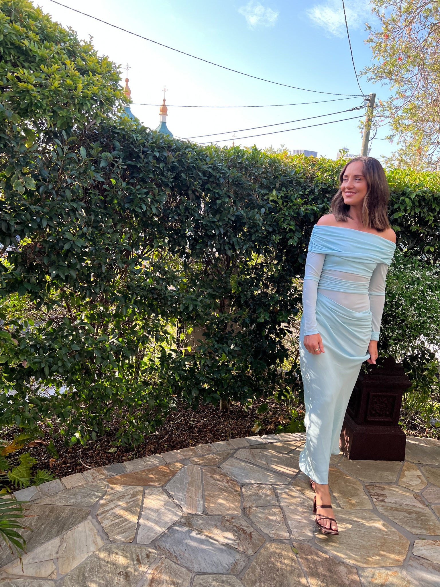 Benni - Yasmin Off The Shoulder- Baby Blue- Size 6