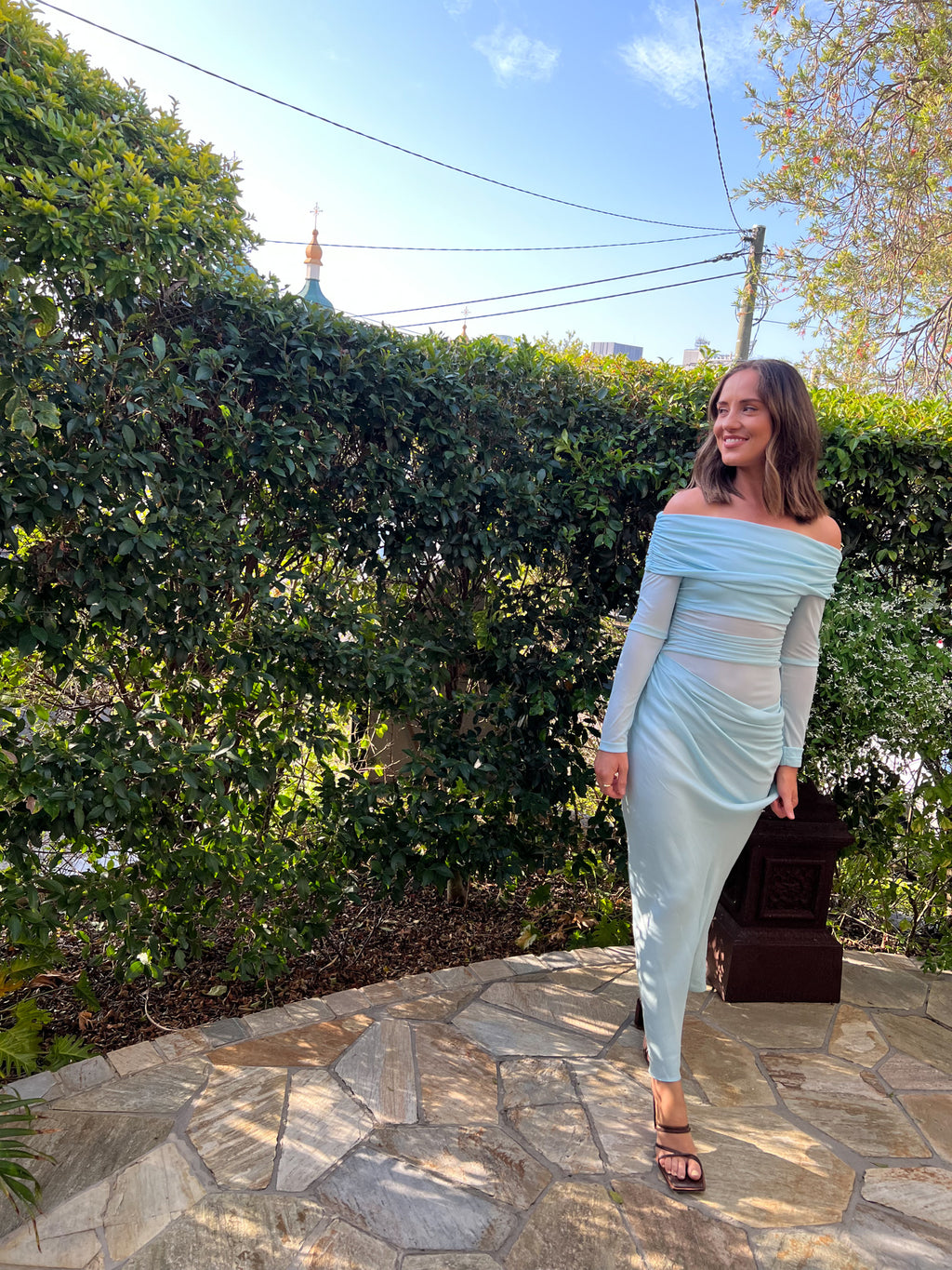 Benni - Yasmin Off The Shoulder- Baby Blue- Size 6