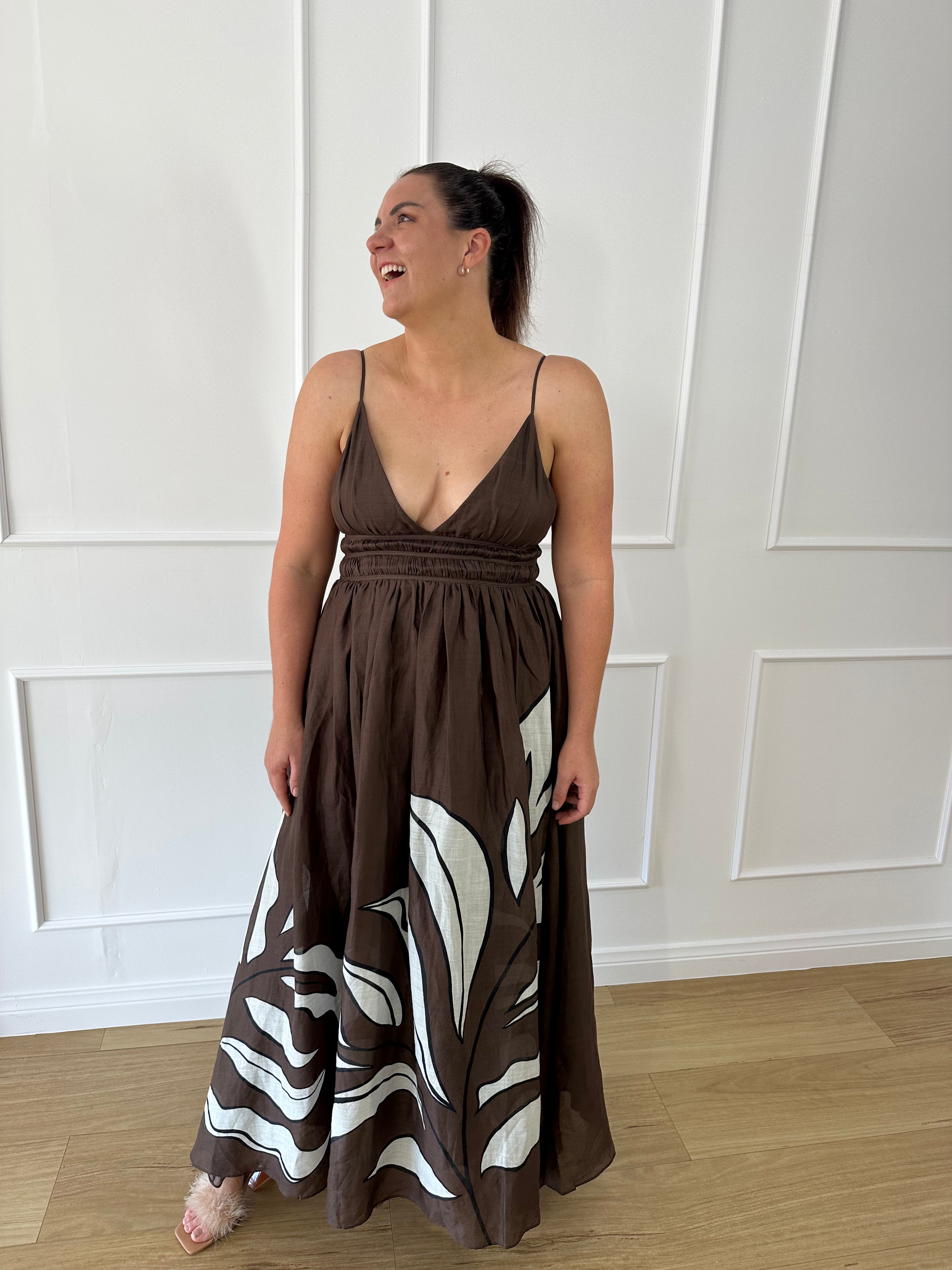 AJE - Planetary Maxi Dress- Brown- Size 12 & 16