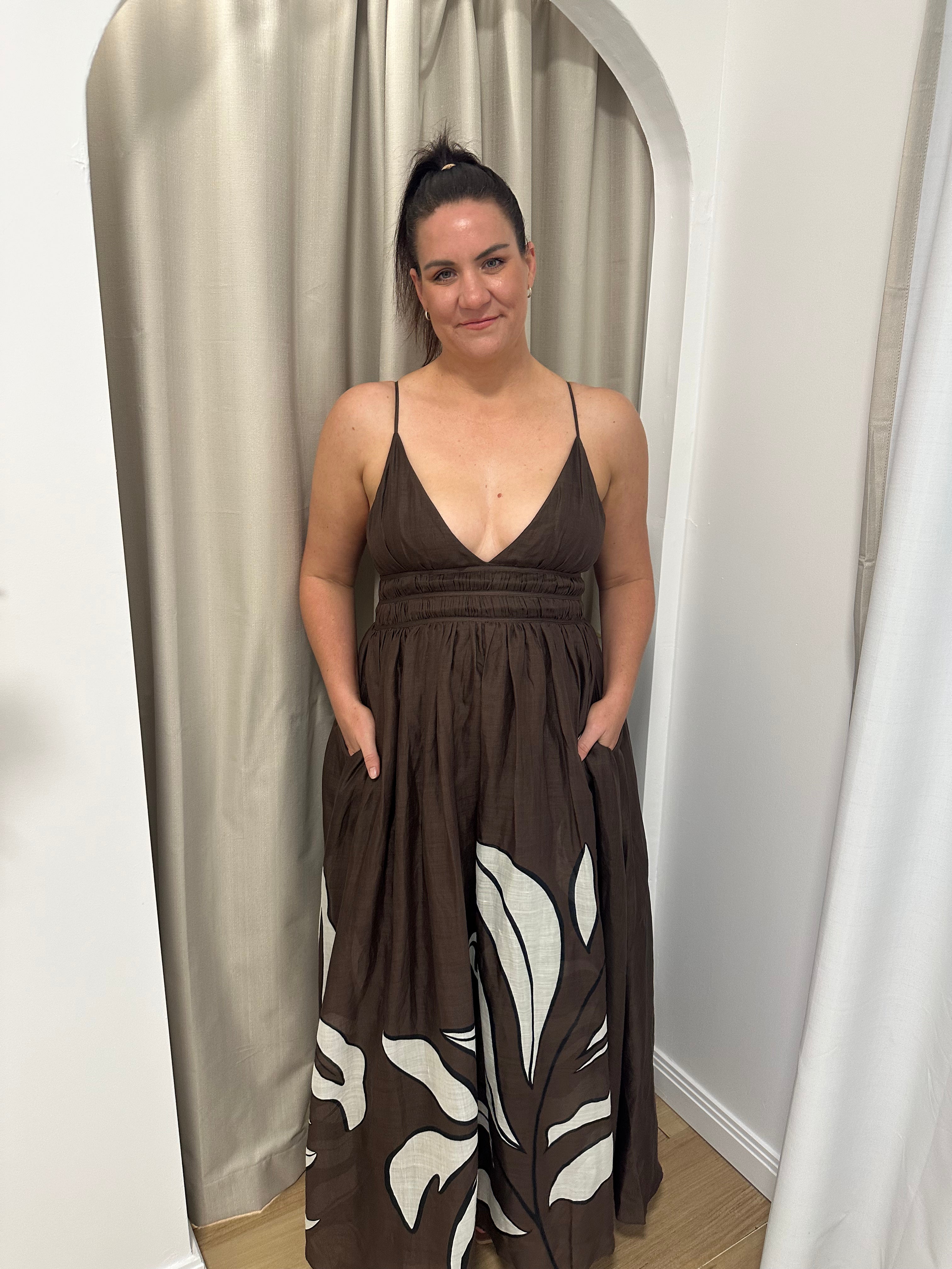 AJE - Planetary Maxi Dress- Brown- Size 12 & 16