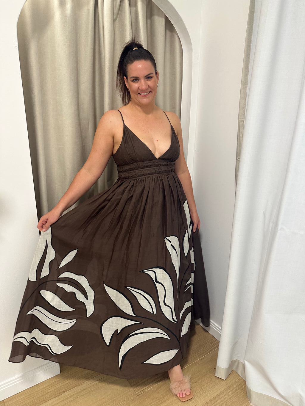 AJE - Planetary Maxi Dress- Brown- Size 12 & 16