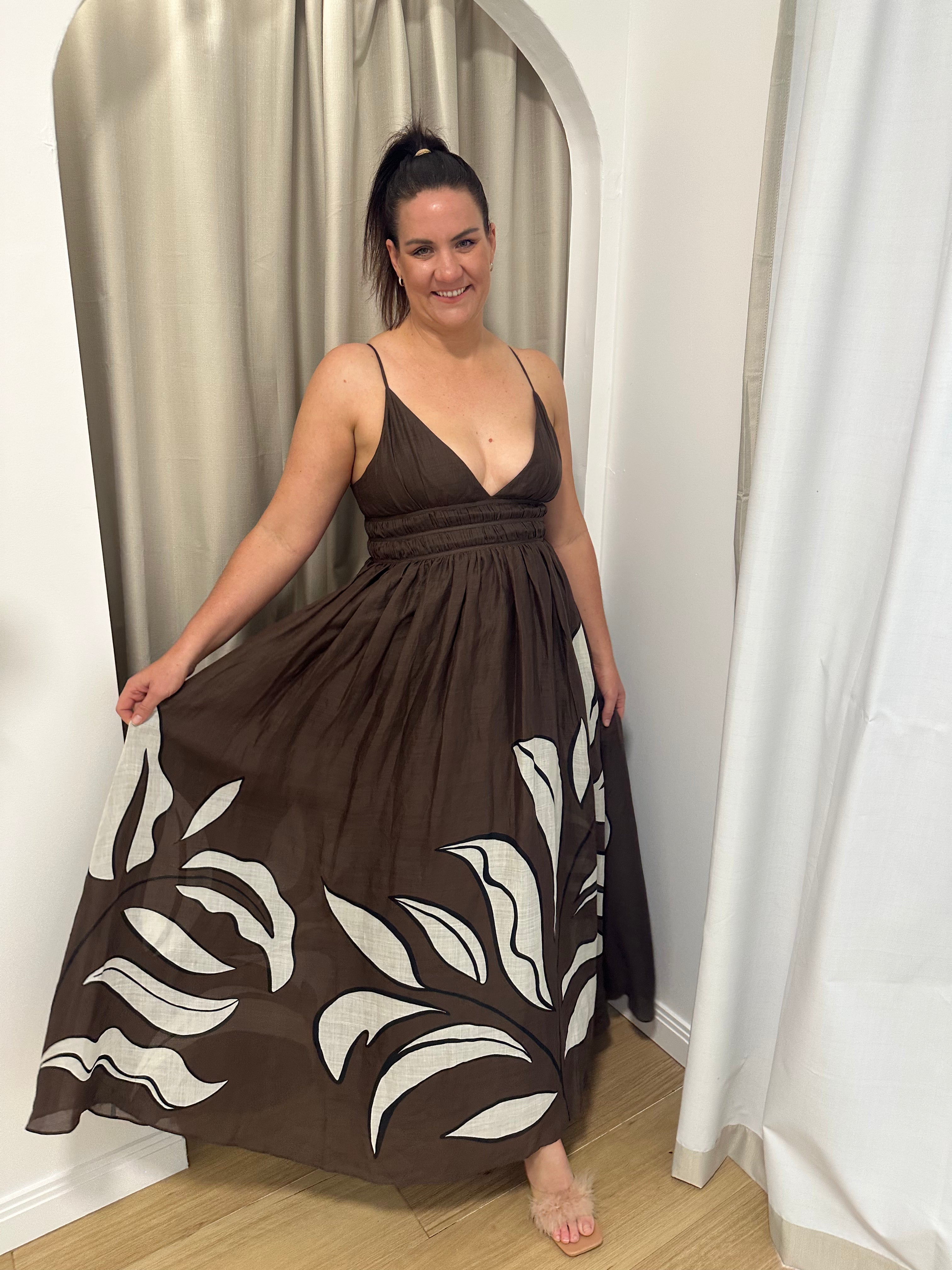 AJE - Planetary Maxi Dress- Brown- Size 12 & 16