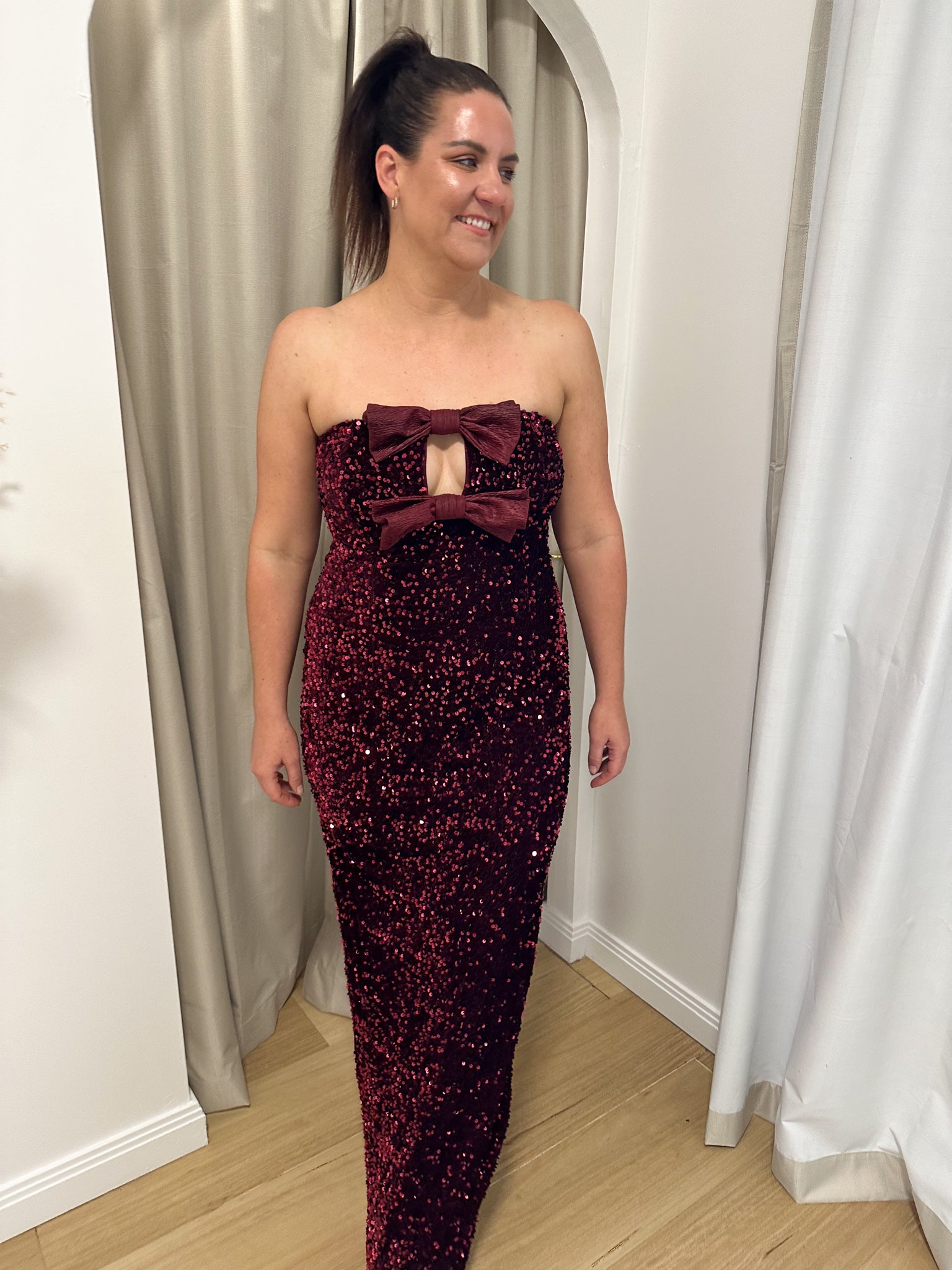 Tojha- Harlynne Dress - Merlot Sequin- Size 14