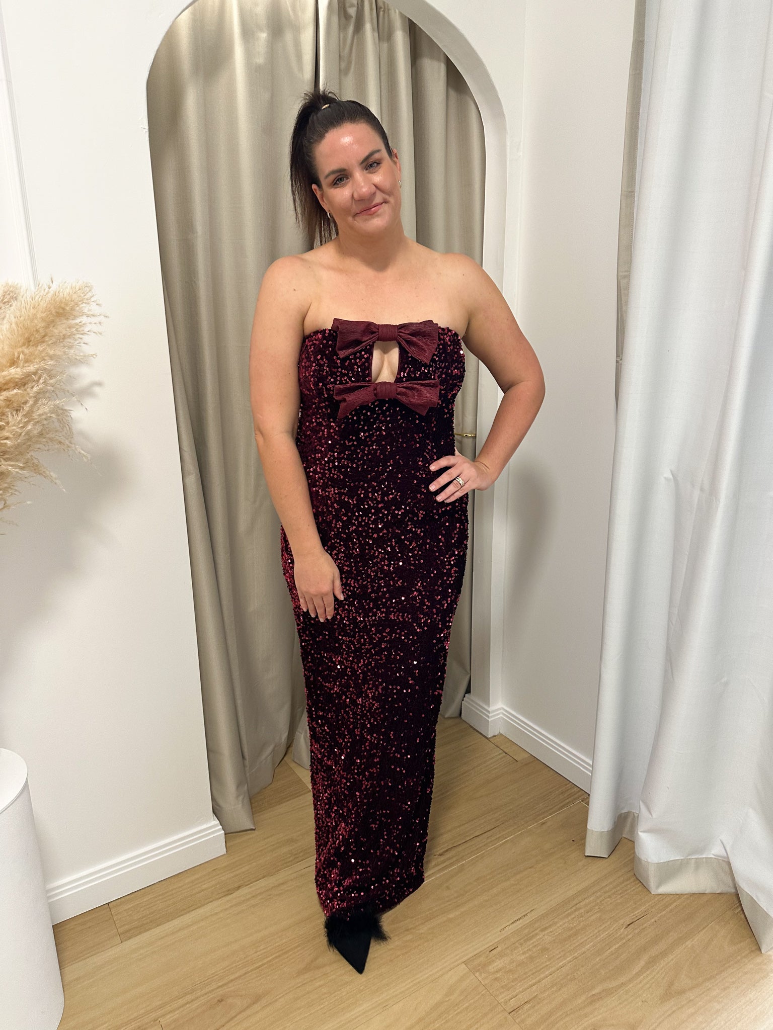 Tojha- Harlynne Dress - Merlot Sequin- Size 14
