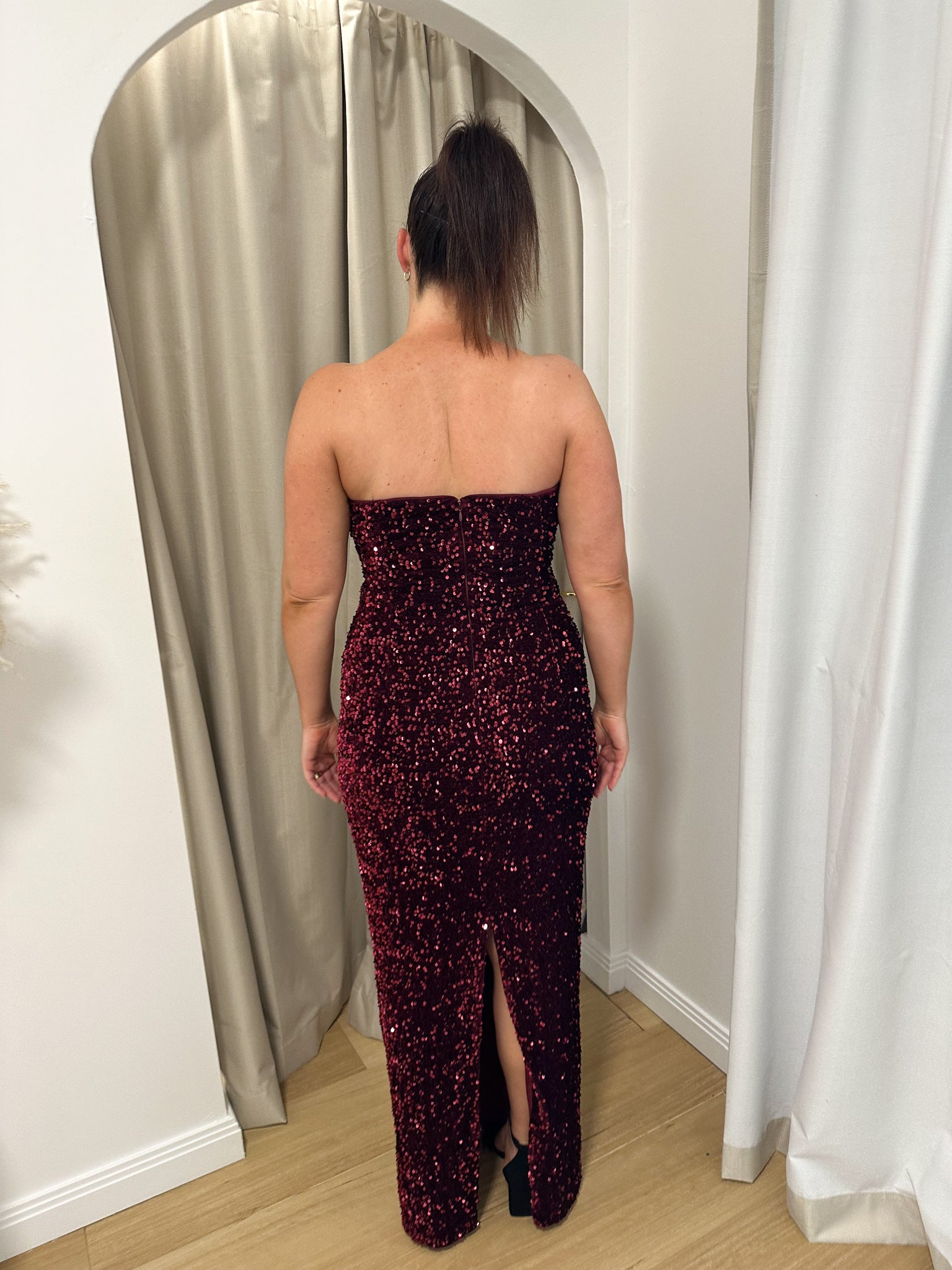 Tojha- Harlynne Dress - Merlot Sequin- Size 14