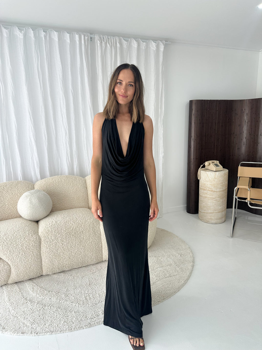 Sneaky Link- Saint Plunge Maxi Dress- Black- Size 8
