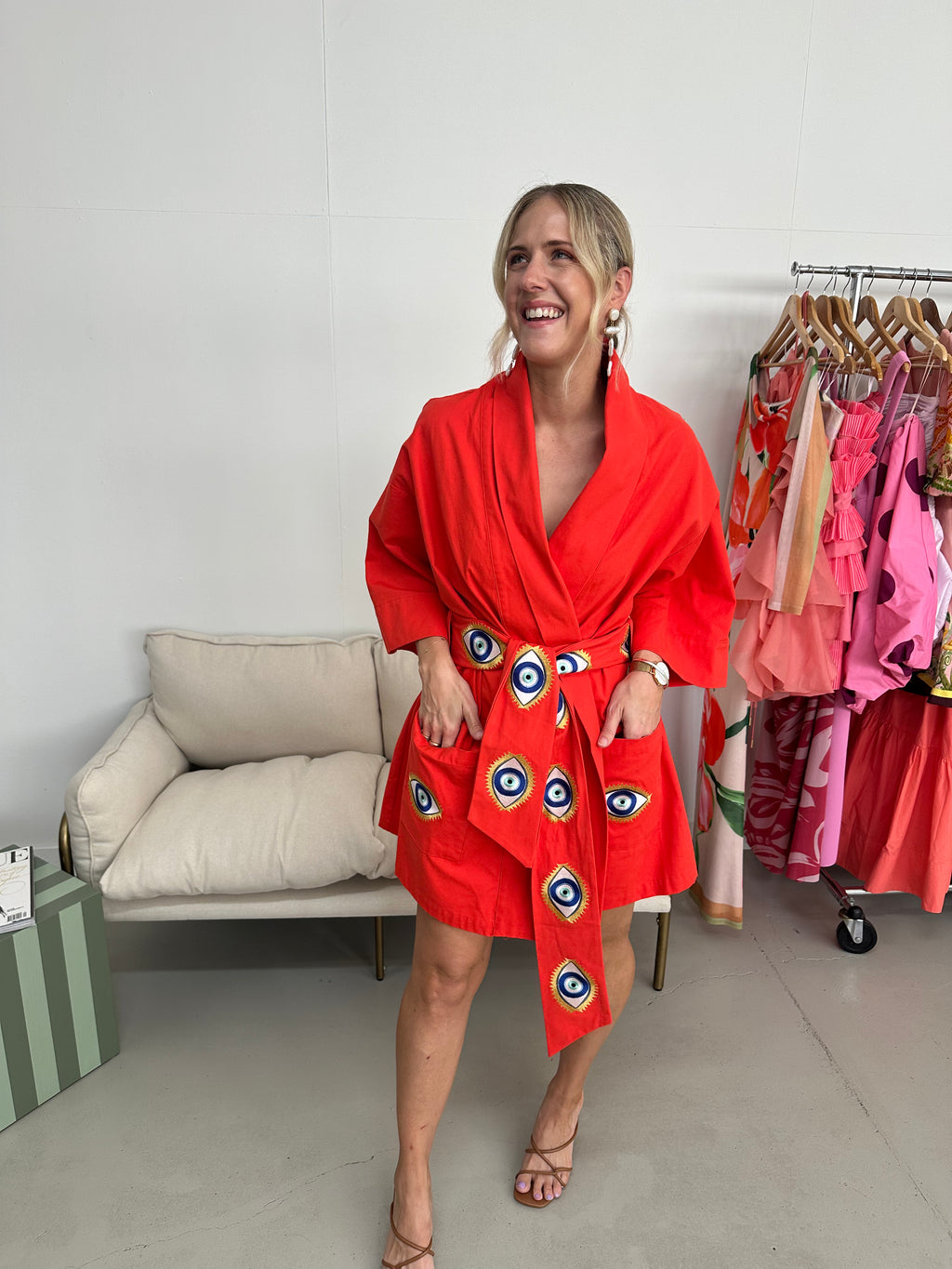 La Boheme- Nirvana Robe Mini Dress- Red- Size S/M
