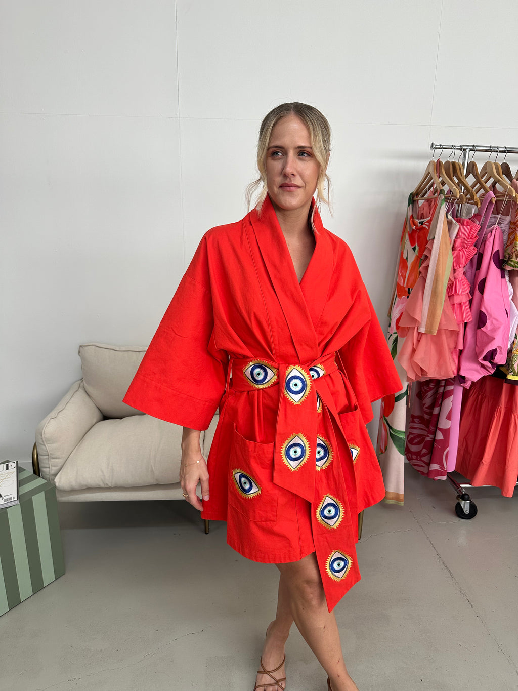 La Boheme- Nirvana Robe Mini Dress- Red- Size S/M