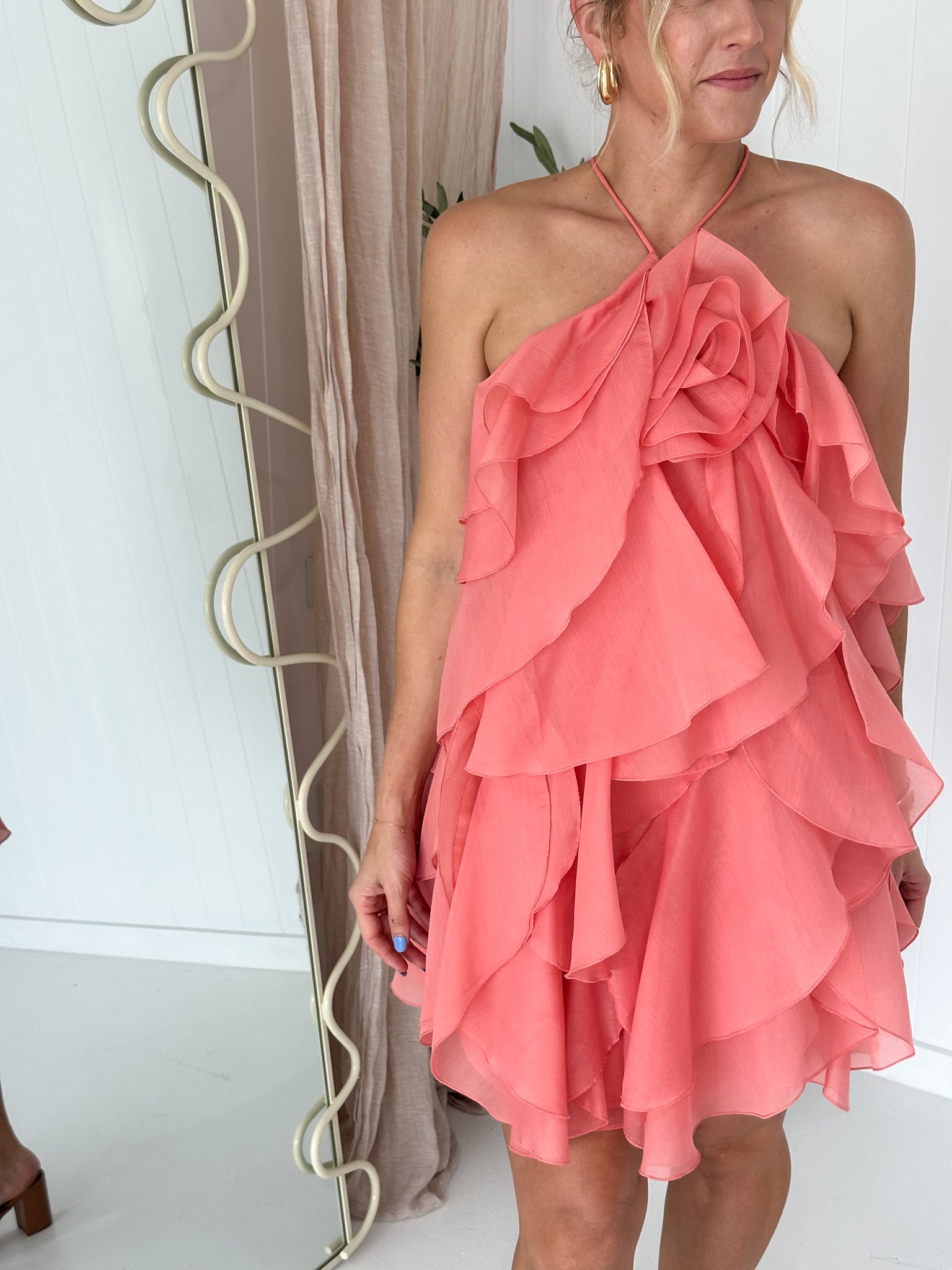 AJE- Pandorea Layered Mini Dress- Washed coral- Size 12