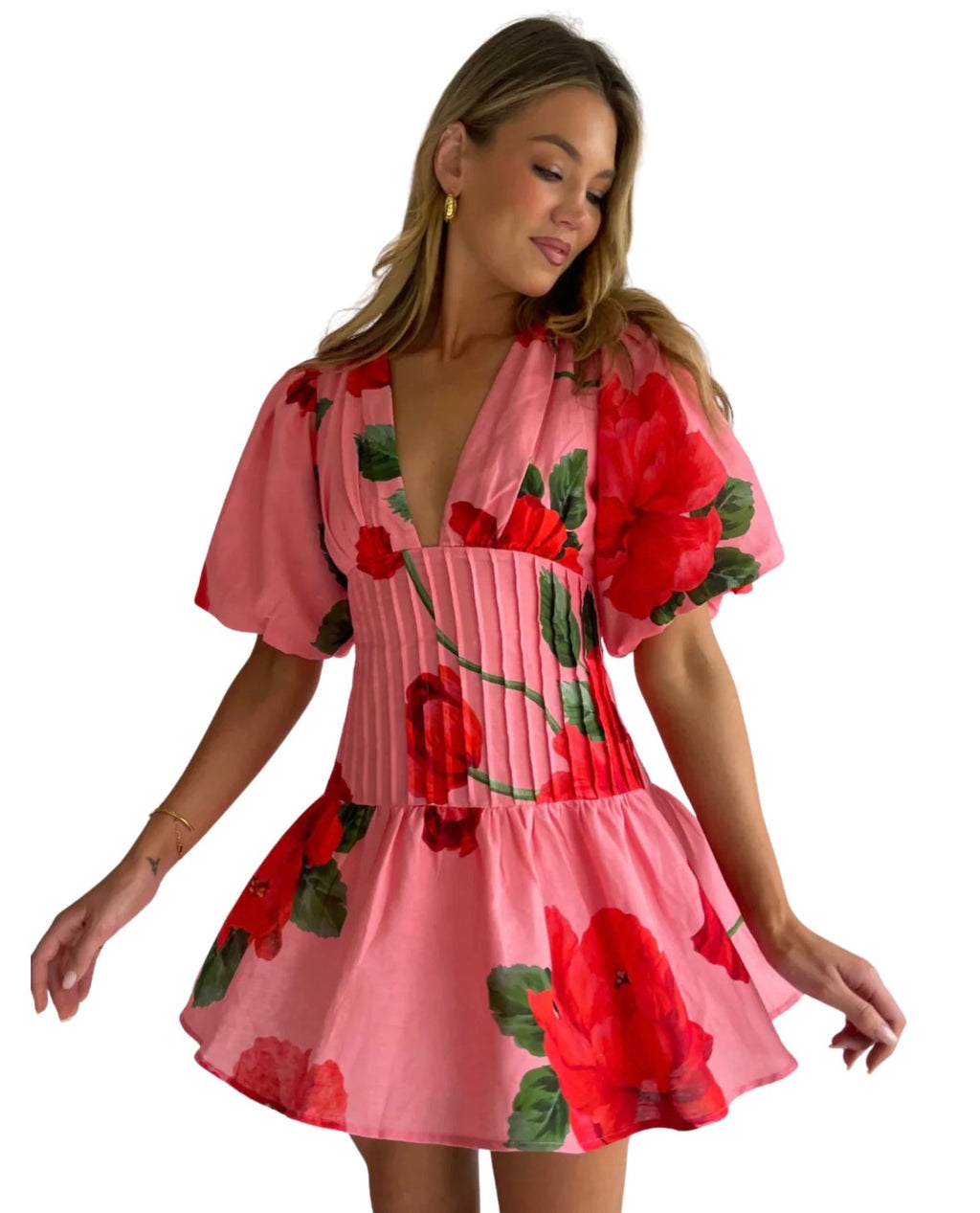 By Nicola– Neve Mini Dress in Raspberry Bloom- Size 8